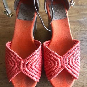Tory Burch Orange Wedges
